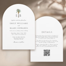 Palm Monogram Elegant Arch Tropical Wedding QRCode