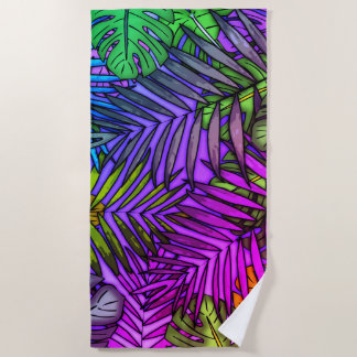 Palm & Monstera Blätter Miami Strandtuch