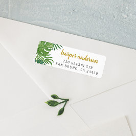 Palm & Monstera | Gold Name Modern Return Address