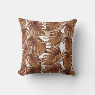 Palm Monstera Nahtloses Muster. Orange White Tropi Kissen
