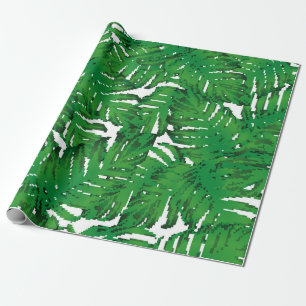 Palm Monstera Nahtloses Muster. Weiße grüne Tropen Geschenkpapier