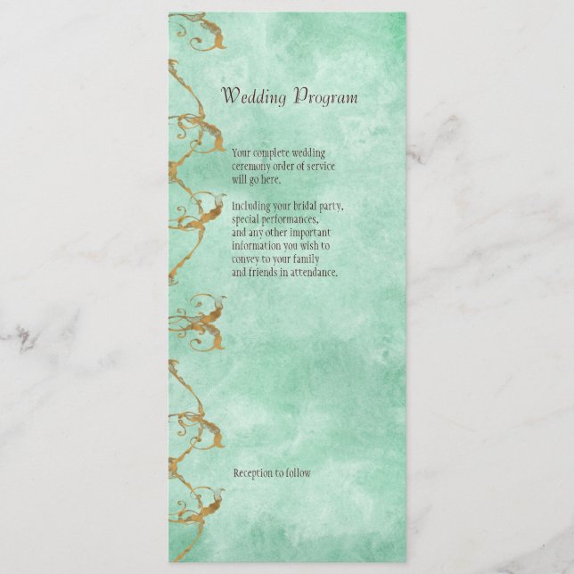 Palm Paradise - Blue Green Wedding Program Card Programm (Vorderseite)