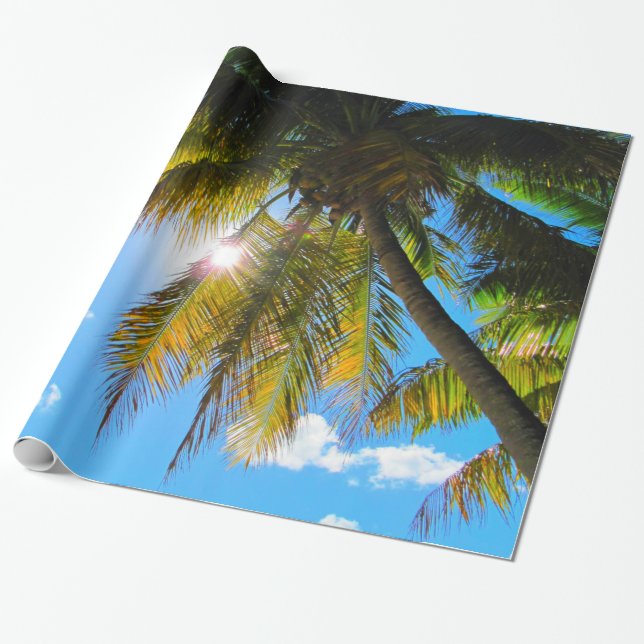 Palm Paradise Blue Sky Sunshine Geschenkpapier (Ungerollt)
