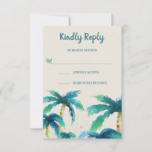 Palm Paradise   Carte RSVP de mariage de plage tro