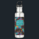 Palm Paradise Teal Edelstahlflasche<br><div class="desc">Palm leaf and 'bird of paradise' design.</div>