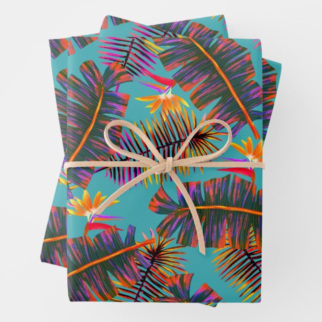 Palm Paradise Teal Geschenkpapier Set (Beispiel)