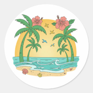 Palm Paradise Tropischer Strand Aufkleber