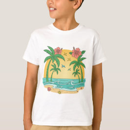 Palm Paradise Tropisches Strand-Jungen-T-Shirt T-Shirt