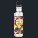 Palm Paradise Yellow Edelstahlflasche<br><div class="desc">Palm leaf and 'bird of paradise' design.</div>