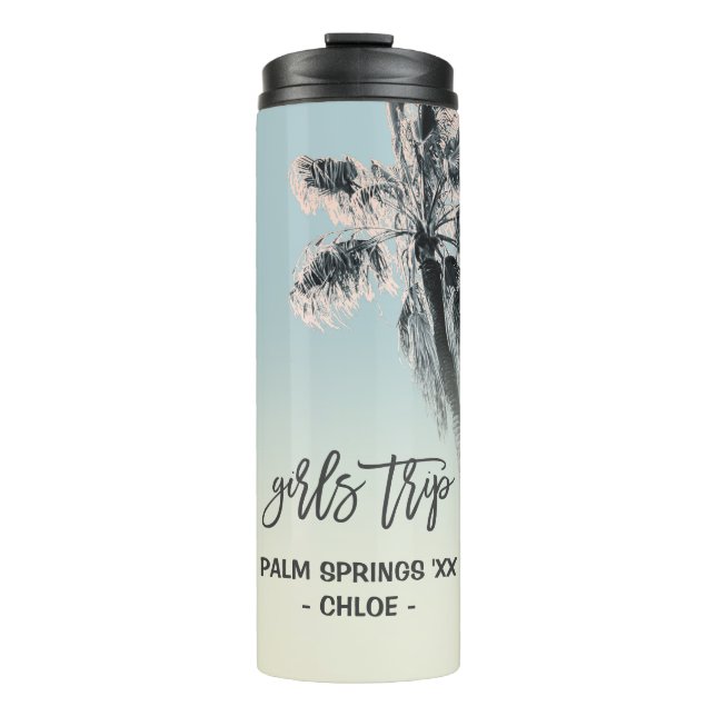 Palm Pink Aqua Girls Tour Personalisiert Tumbler Thermosbecher (Vorderseite)