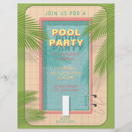 Palm Pool Party Flyer Einladung