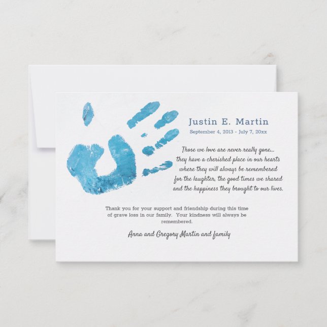 Palm Print Beileid Vielen Dank Karte (Vorderseite)