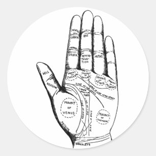 Palm Reading Chart Palmistry Theller Zukunft Runder Aufkleber