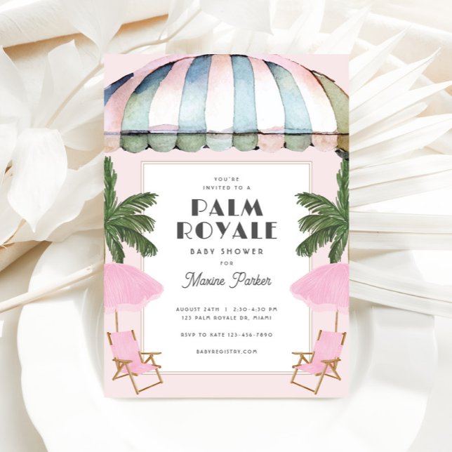 Palm Royale Babydusche Einladung (Palm Royale Baby Shower Invitation)