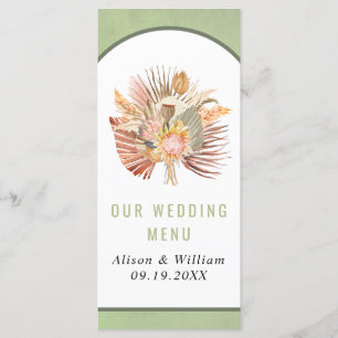 Palm séché pampas herbe sauge vert mariage menu