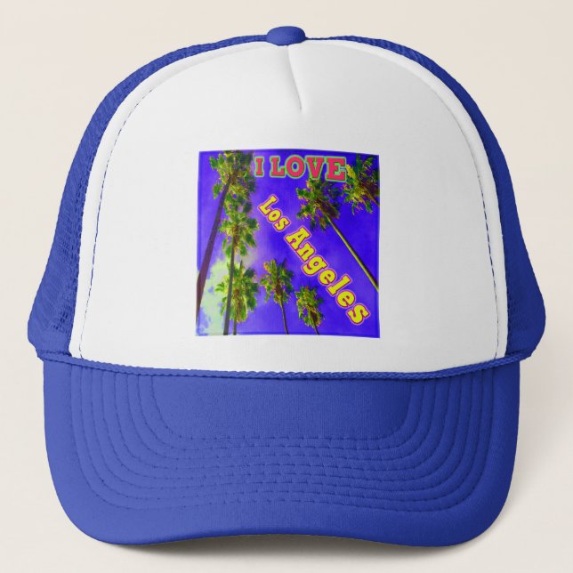 "Palm Sky: I LIEBE Los Angeles 1" Hat Truckerkappe (Vorderseite)