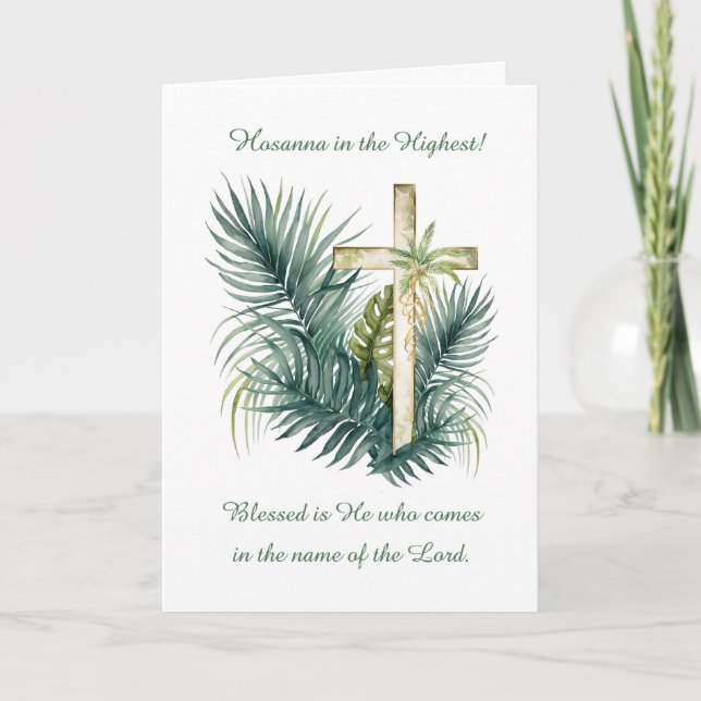 Palm Sonntag mit Kreuz und Palms Hosanna Karte (Vorderseite)