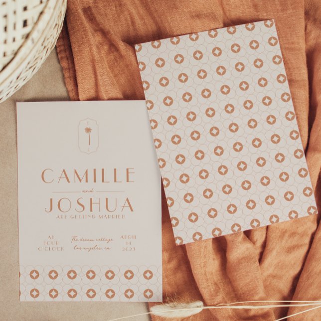 Palm Spring Retro Hochzeit Einladung (Von Creator hochgeladen)