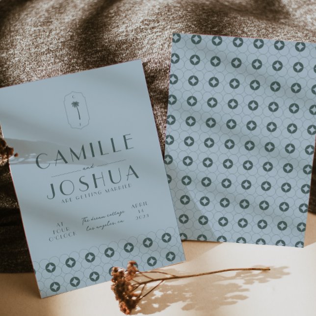 Palm Spring Retro Hochzeit Einladung (Von Creator hochgeladen)