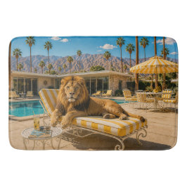 Palm Springs 1950 Poolside-Löwe entspannt Badematte