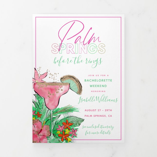 Palm Springs Bachelorette Itinéraire Tri-Fold Invi (Page de couverture)