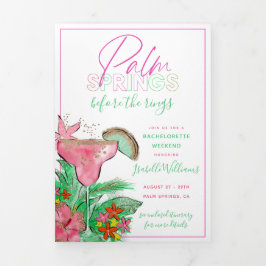Palm Springs Bachelorette Itinerary Tri-Fold Invi Dreifach Gefaltete Einladung