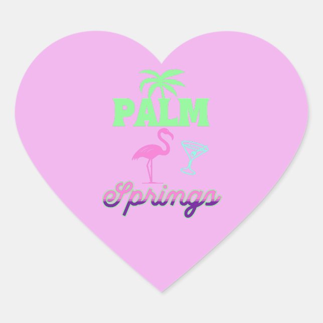 palm springs bachelorette party retro pink Herz-Aufkleber (Vorderseite)