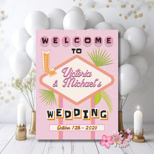 Palm Springs Beach Wedding Mod Affiche de bienvenu