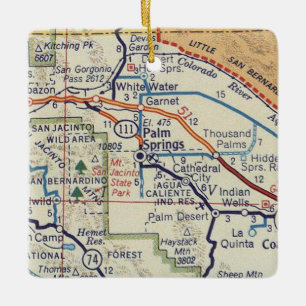 Palm Springs CA Retro Map Keramikornament
