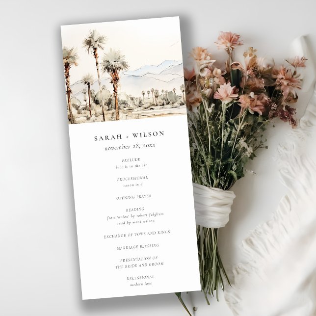 Palm Springs California Landscape Wedding Program Einladung (Von Creator hochgeladen)