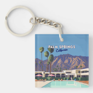 Palm Springs California Pool Hotel Trees Retro