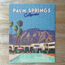 Palm Springs California Pool Hotel Trees Retro