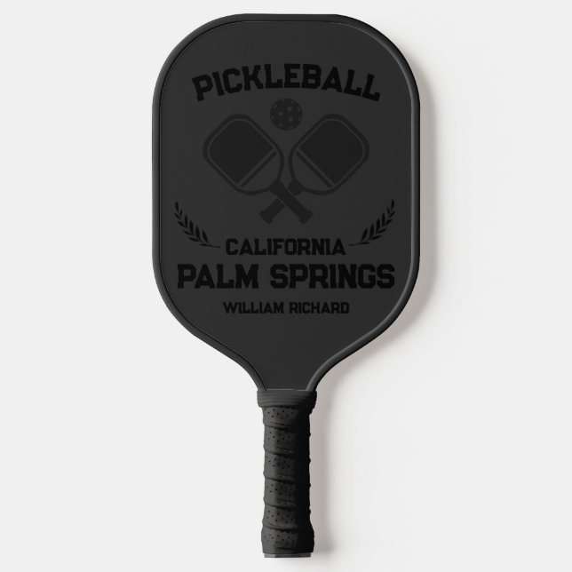 Palm Springs California US All Black Custom Pickleball Schläger (Vorderseite)
