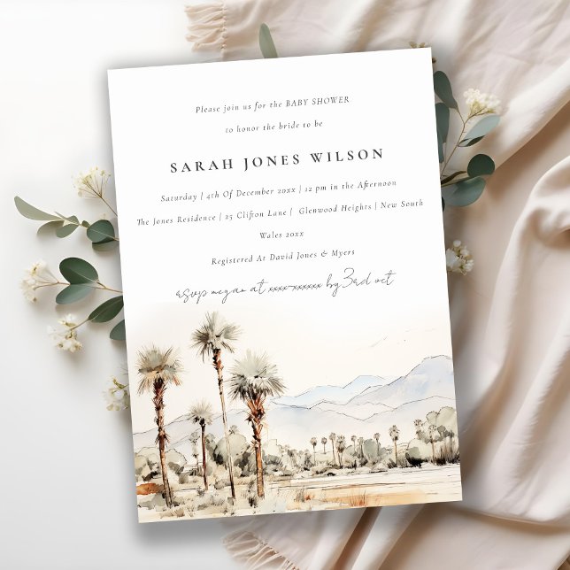 Palm Springs California Watercolor Babydusche Einladung (Von Creator hochgeladen)