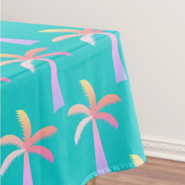 Palm Springs Caribbean Blue Tropical Palm Tree Tischdecke (Colorful palm tree tablecloth)