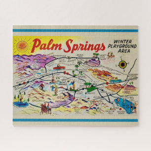 Palm Springs Carte Rétro Jigsaw Puzzle