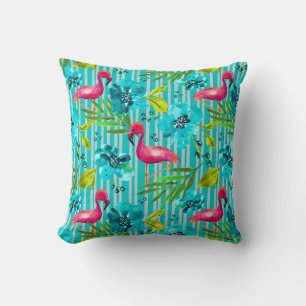 Palm Springs Garden Flamingo Aquamarin Kissen