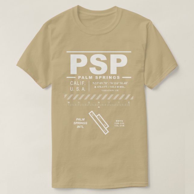 Palm Springs International Airport PSP Tee Shirt (Design vorne)