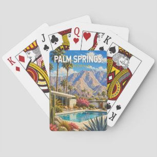 Palm Springs Kalifornien Illustration Reise Kunst Spielkarten