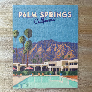 Palm Springs Kalifornien Pool Hotel Bäume Retro