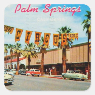 Palm Springs, Kalifornien - Vintage  Quadratischer Aufkleber