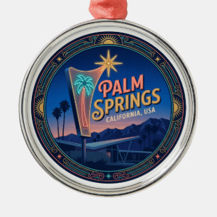 Palm Springs Mid-Century-Neon-Motelschild Reise Ornament Aus Metall