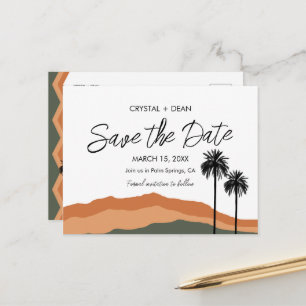 Palm Springs Modern Save the Date Postcard tan/olv Postkarte