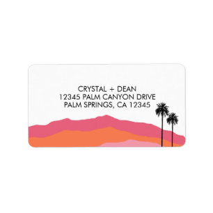 Palm Springs Moderne Adressenmarken (pink/orange) Adressaufkleber