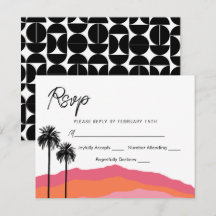 Palm Springs Moderne Antwortkarte (rosa/orange)