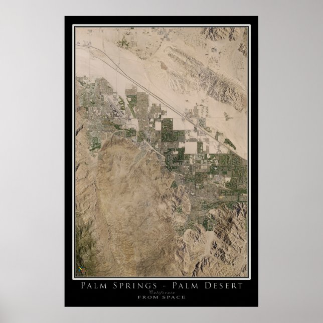 Palm Springs-Palm Wüste Kalifornien Satellitenkart Poster (Vorne)