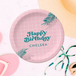 Palm Springs Pool Party Pink Adult Birthday Pappteller<br><div class="desc">Throw a birthday party by the pool with these modern "palm springs" inspired pool party paper plates. It features a pink patio tile vintage-inspired typography.</div>
