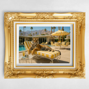 Palm Springs Pool Tiger Poster