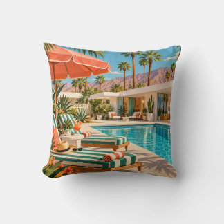 Palm Springs Poolside Retro Mid Century Kissen