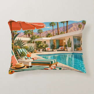 Palm Springs Poolside Retro Mid Century Modern Art Dekokissen